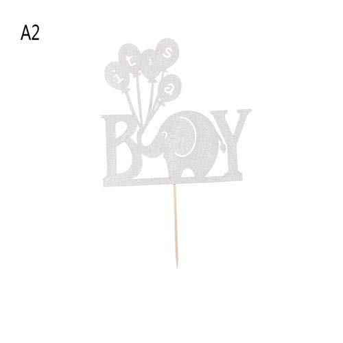 Cake Decorating Supplies - Elephant Its A Boy Girl Cake Per Baby Shower Party Decorations Favors Baptism Glitter Paper - Carrier Kit-baking Cake Pans Rotating Figurines Dust Russian Paste Bags M - Thumbnail 3