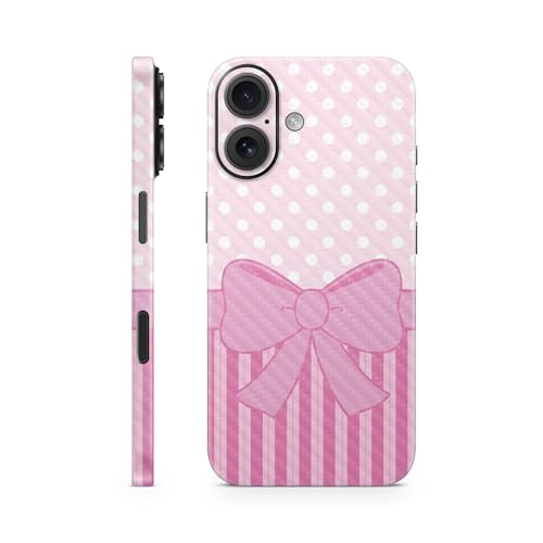 Carbon Fiber Phone Skin Compatible with Apple iPhone 16 - Pink Present - Premiu…