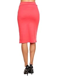 Faldas elásticas para dama (tallas S-3XL, cintura mediana, longitud de la rodilla, elásticas)