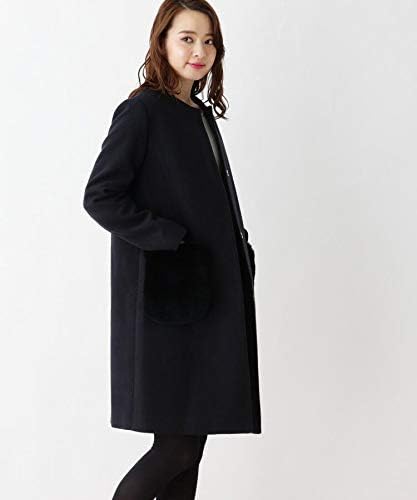 Amazon Co Jp Opaque Clip オペークドットクリップ ファーポケットロングコート ネイビー 093 38 M 服 ファッション小物