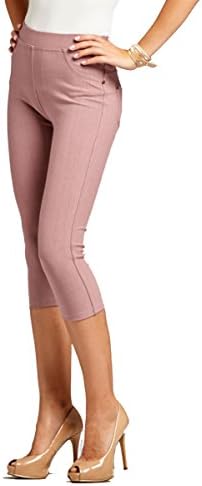 Conceited Women’s Jeggings - Premium Denim Jean Leggings - Skinny Jeans - Regular and Plus Sizes - 10 Colors by (Large/X-Large, Capri Mauve)