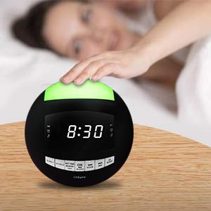 Alarm Clock Radio, Bluetooth Clock, AM FM Radio,USB Chargers, AUX-in, 7 Colored Night Light, Slider Dimmer, Dual Alarms, Sleep Timer, Big Snooze for Bedrooms, Desk, Heavy Sleepers, Kids
