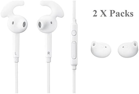Earphone Earbuds, (Necano) Wired 3.5mm White Headset with Microphone, Volume Control, and Call Answer End Button for Samsung Galaxy S7 &amp; S7 Edge S6 Edge+ / S6 / S5, Galaxy Note 5 / 4 / Edge (2 PACKS)