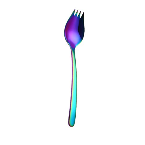 ZTTONE Spoon,Colorful Spoon Fork Handle Fruit Fork Flatware Coffee Drinking Tools Kitchen Gad (Multicolor)