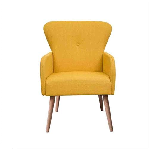 QZ HOME Armchair Solid Wood Cloth Light Grey Grass Green Dark Gray Orange Lake Blue 576387cm (Color : Yellow)