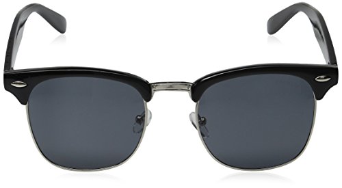 zeroUV - Semi-Rimless Horn Rimmed Sunglasses (Black-Silver / Smoke)