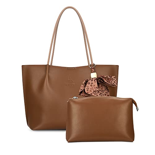 Marengo Vintage Genuine Leather Tote Bag Handbag Shopper Purse Shoulder Bag for Women Office Laptop Bag Brown