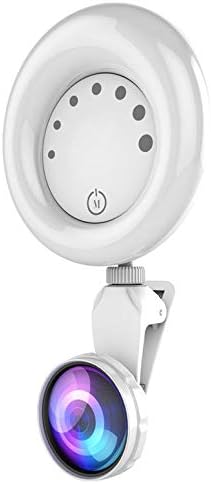 WQ32 Beauty Touch Sensor APP Control Selfie Clip Flash Fill Light with HD 4K Wide Angle/20X Macro Lens for Live Stream(White)