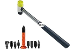 HiYi 10Pcs Dent Repair Tool Kits Paintless Dent Removal Tap Down Tools Dent Rubber Hammer with 9 Different Shaped Hammer Heads for DIY dent Repair on Cars