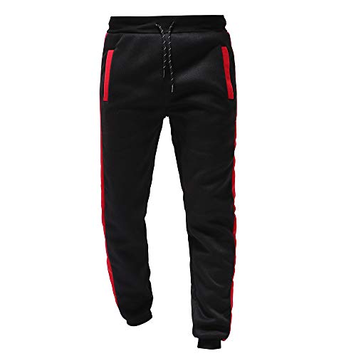 Clearance! Men's Colorblock Activewear Tracksuits Hoodie & Pants Set Full Zip Jogging Sweatsuit Sportswear (Red (Only Pant), M) - Thumbnail 5