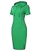 MISSKY Women Short Sleeve Pullover Stripe Keen Length Slim Hoodie Dress with Kangaroo Pocket for Causal Sport for Spring Autumn Summer, Green, X-Large