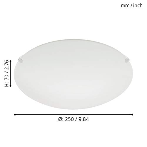 EGLO Plafondlamp Mars, wandlamp met lichtpunt, plafondlamp in staal, wit, matwit glas, E27-fitting - Afbeelding 5
