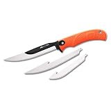 OUTDOOR EDGE RazorMax, RMB-20, Replaceable Fixed Blade Skinning & Boning Hunting Knife with Nylon Sheath, Blaze Orange