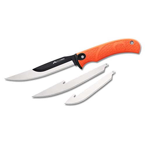 OUTDOOR EDGE RazorMax, RMB-20, Replaceable Fixed Blade Skinning & Boning Hunting Knife with Nylon Sheath, Blaze Orange