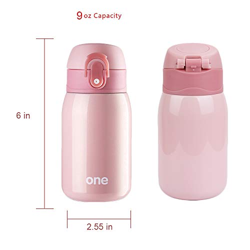 Kids Water Bottle Thermoses Rainbow Water Bottle Cup Metal Stainless Steel Vacuum Insulated Water Flask for School Kids Girls Lunch Box Leak Proof BPA Free No Straw (Pink 9oz) - Thumbnail 6