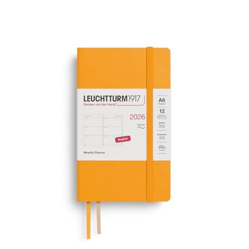 LEUCHTTURM1917 372747 Weekly Planner Pocket (A6) 2026, 12 Months, Softcover, Rising Sun, English