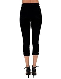 kan Can dama Jeans capri pitillo de tiro alto Negro kc5019bk