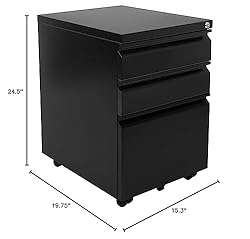 Mount-It! Black 3 Drawer Mobile File