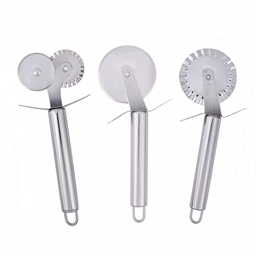 3Pcs Pizza Cutter Wheel Set, TBWHL Double Wheel Pizza Accessories Knife Pastry Pasta Dough Crimper Kitchen Pizza Tools Utensils Premium Stainless Steel - Thumbnail 7