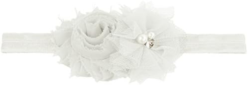 Baby Girl Headbands with Mesh Crystal and Flower Photo Prop (Hand-made with love) (Pack of 1-White)