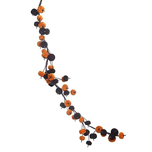 Heaven Sends Black and Orange Velvet Pumpkin Garland Halloween Decoration