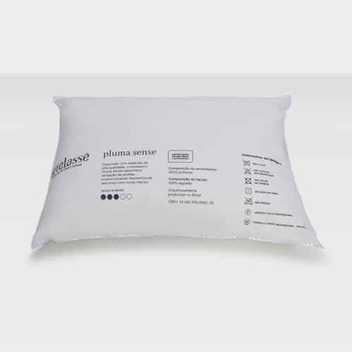 Artelassê Travesseiro Perfil Alto 50x70 cm Pluma Sense Toque de Pluma Algodão Branco Liso
