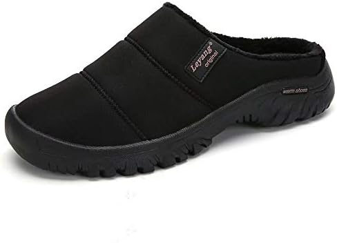 Oberm Womens Mens House Slippers Indoor Outdoor Snow Winter Warm Shoes with Fur Lined Slip-on Anti-Skid Rubber Sole