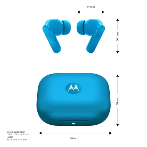 Audífonos Moto Buds Bass, cancelación de Ruido Inteligente, ultraligeros y Repelente al Agua Azul