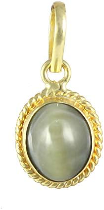 Swasti Retail Certified Cat's Eye Lehsuniya 7.25ratti Panchdhatu Pendant for Men & Women