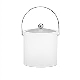 Kraftware Bartenders Choice Fun Colors Collection Ice Bucket 3-Quart, White, Double Wall Construction, Keep Ice Perfectly Chilled, Hotel Ice Bucket, Guest Room Bar Area Ice Bucket, Bale Handle