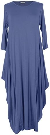 TEXTURE Ladies Womens Italian Lagenlook Plain 3/4 Sleeve Viscose Jersey Draped Sides Tulip Long Midi Dress One Size