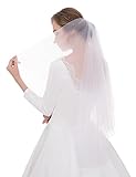 Sunny zeyu Women's Simple Tulle Bridal Veil Short Wedding Veil 2layers With comb