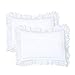 YINFUNG Ruffled Pillow Shams White Standard Set of 2 Lace Pillowcases Shabby Chic Bright Farmhouse Ruffle Victorian Country French Decorative Pretty Princess Frilly Pillow Cover Cotton Cute 20x26