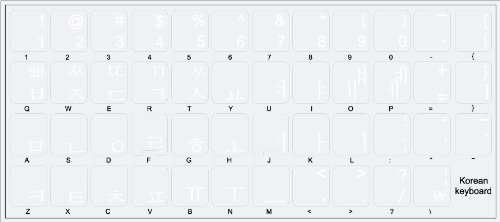 KOREAN KEYBOARD LABELS LAYOUT WITH WHITE LETTERING ON TRANSPARENT BACKGROUND