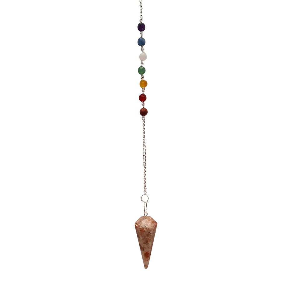 VIE Pendulum with 7 Chakra Beaded Chain (Sunstone)