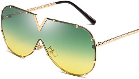 ZJWZ Europe And The United States New Conjoined Ocean Piece Sunglasses Trend Lady Metal Sunglasses Big Box Sunglasses Men