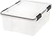 IRIS USA 30 Quart WEATHERPRO Plastic Storage Box with Durable Lid and Seal and Secure Latching Buckles, Clear with Black Buckles, 1 Pack