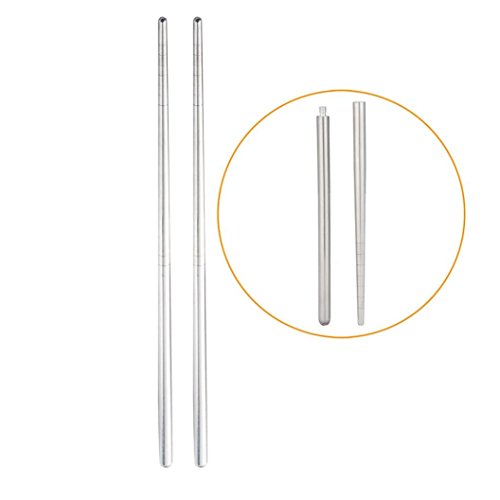 Fheaven (TM) Portable Folding Dinnerware Set Stainless Steel Fork Spoon Chopsticks Tableware Camping Tools for Travel + Case (Silver)