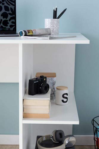 Wohnling Computertisch WL5.757 Weià Schreibtisch 82 x 60 x 76 cm, Kleiner Laptop PC Tisch Büro ohne Rollen, Bürotisch mit Ablage, Arbeitstisch Klein Nähtisch Kurz Modern – Bild 8