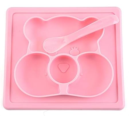 NIL KANTH - Baby Placemat Silicone Feeding Plate for Toddlers, Easily Wipe Clean (Pink)