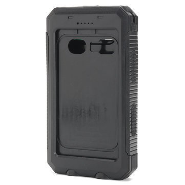 Generic 20000mAh DIY Power Bank Solar Charger Case Compass Flashlight Dual USB Port for Cellphone (Black)