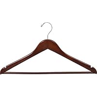 The Great American Hanger Company Wood Suit Hanger w/Solid Wood Bar, Box of 100 Space Saving 17 Inch Flat Wooden Hangers w/Walnut Finish & Chrome Swivel Hook & Notches for Shirt Dress or Pants