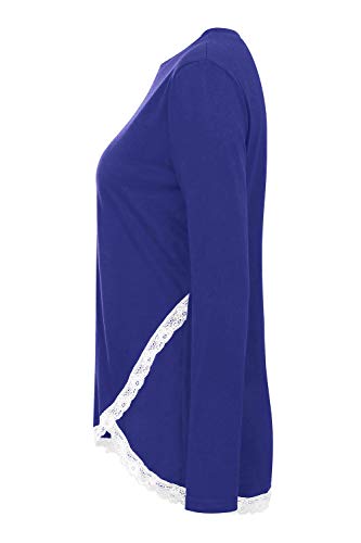 Keliay Bargain Fashion Women O-Neck Long Sleeve Regular Lace Asymmetric T-Shirt Tops Blouse