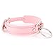 Handmade Womens Double O Ring Faux Leather Choker Collar (Pink with silver alloy)