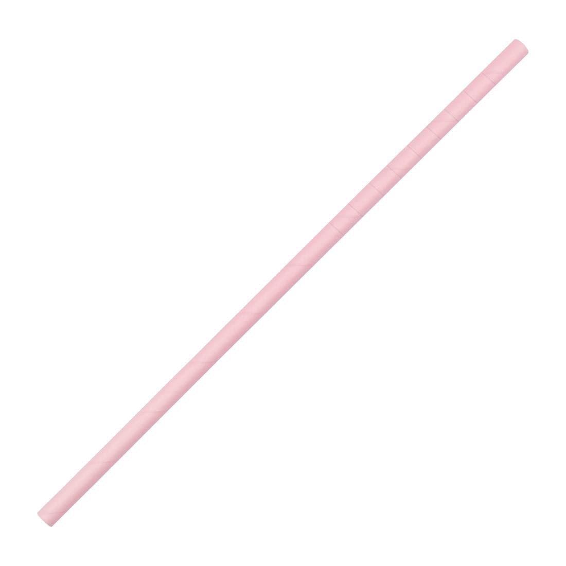 Fiesta Compostable Bendy Paper Straw Pink - 210mm 6mm (Pack 250)