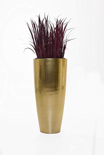 Vivanno Pflanzkübel Pflanzgefäß Blumenkübel Fiberglas City Gold Metallic - 100x47 – Bild 5