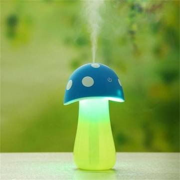 USB Aroma LED Water Purification System Mini Mushroom Lamp Humidifier blue