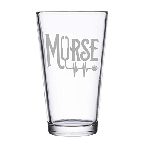 BadBananas - Gift For Male Nurses - Murse - Funny Nurse Gifts For Men - 16 oz Pint Beer Glass with Metallic Silver Ink