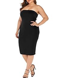 Bodycon vestido sin tirantes para mujer, talla grande, sin mangas, con tubo en la parte superior