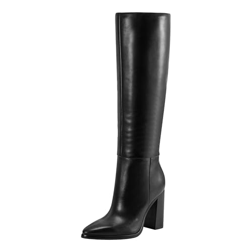 Marc Fisher LTD Women's Lannie Wide Calf Boot, Black Leather 001, 5